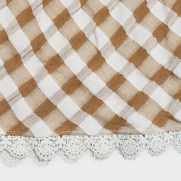 Matilda Jane Enchanted Garden Firefly Flutter Sleeve Top Sz 10 Tan Plaid Cottage - Picture 10 of 10